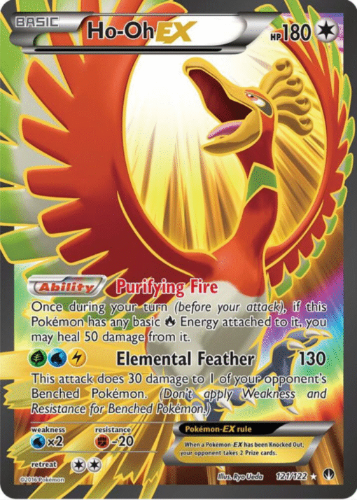 2016 Pokemon XY BREAKpoint Ho-Oh EX Full Art 121/122 Rare Ultra Holo NM